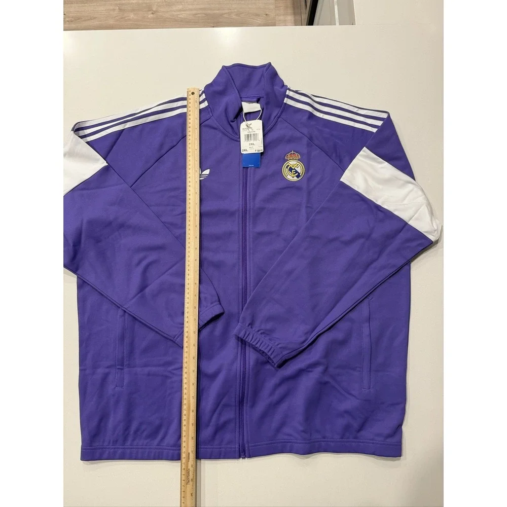 Adidas Real Madrid Lifestyler Track Jacket Men's 2XL Purple White KC7790 Soccer